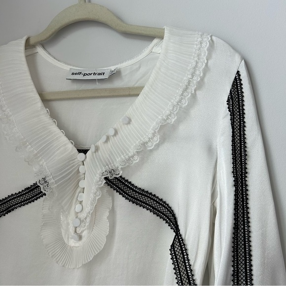 Self-Portrait Monochrome Trimmed Satin Shirt - Picture 5 of 11